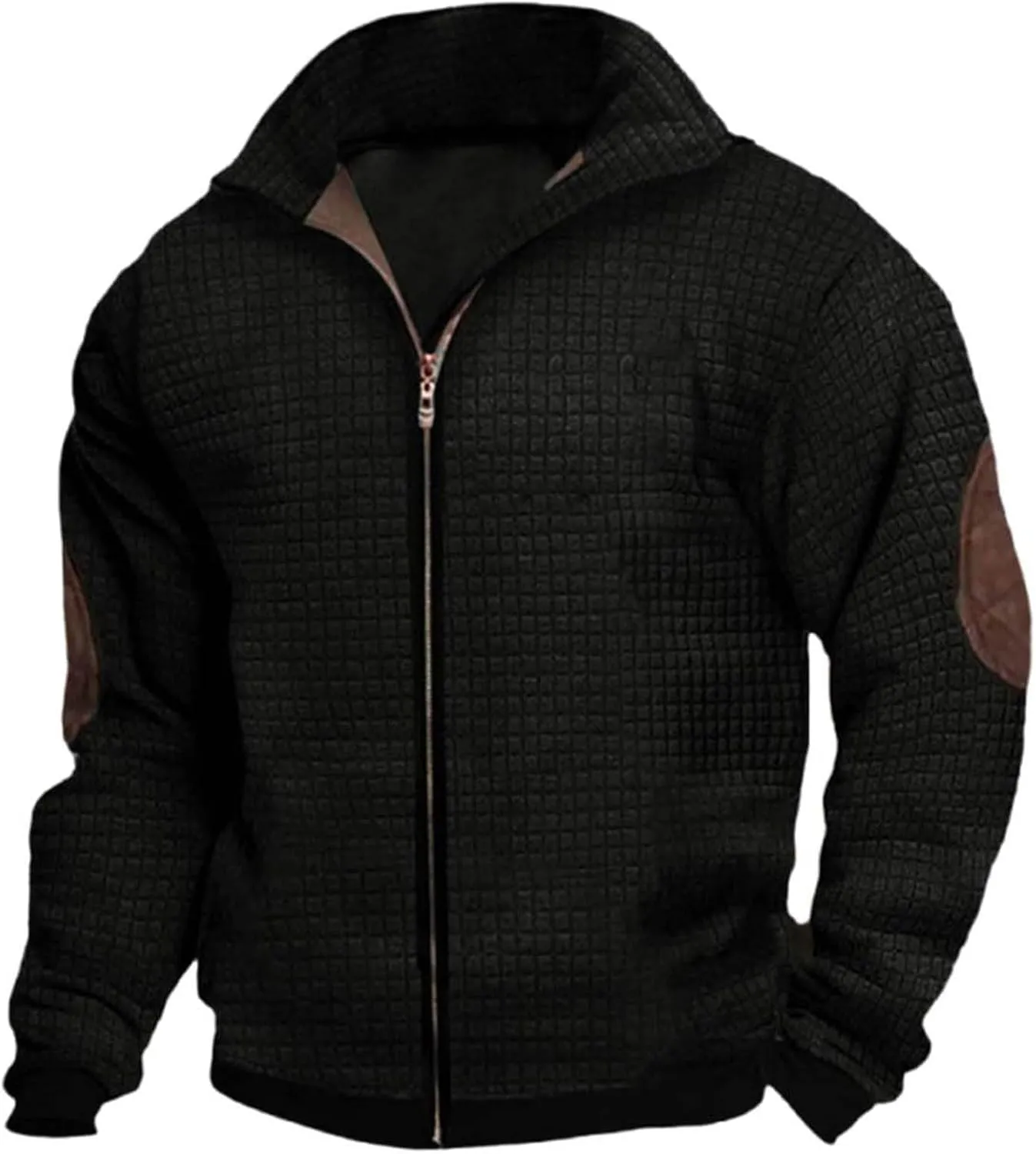Mens Relaxed & Comfortable Long Sleeve Maze Sweatshirt, Full Zip Up Cardigan Sweater Jacket Featuring Pockets