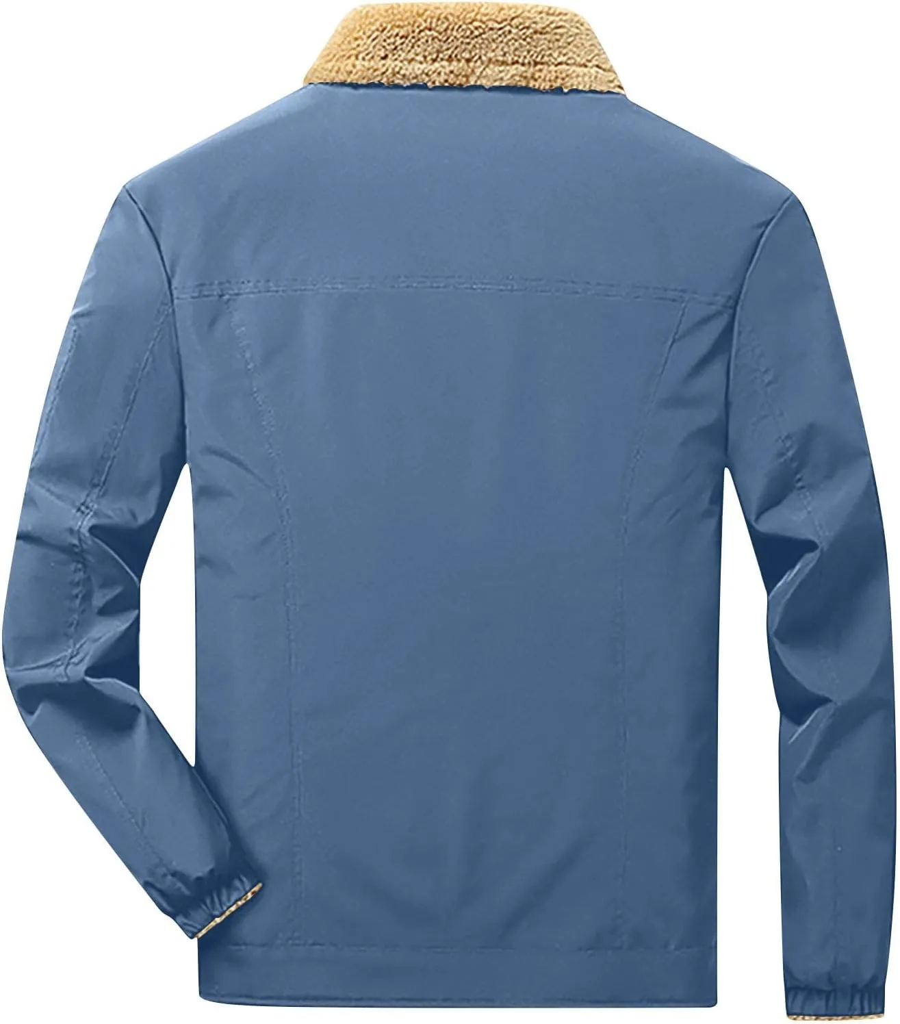 Mens Reversible Fleece Denim Jackets Vintage Trucker Jacket Windproof Waterproof Warm Winter Coats with Pockets