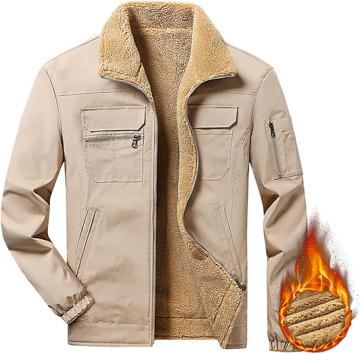 Mens Reversible Fleece Denim Jackets Vintage Trucker Jacket Windproof Waterproof Warm Winter Coats with Pockets