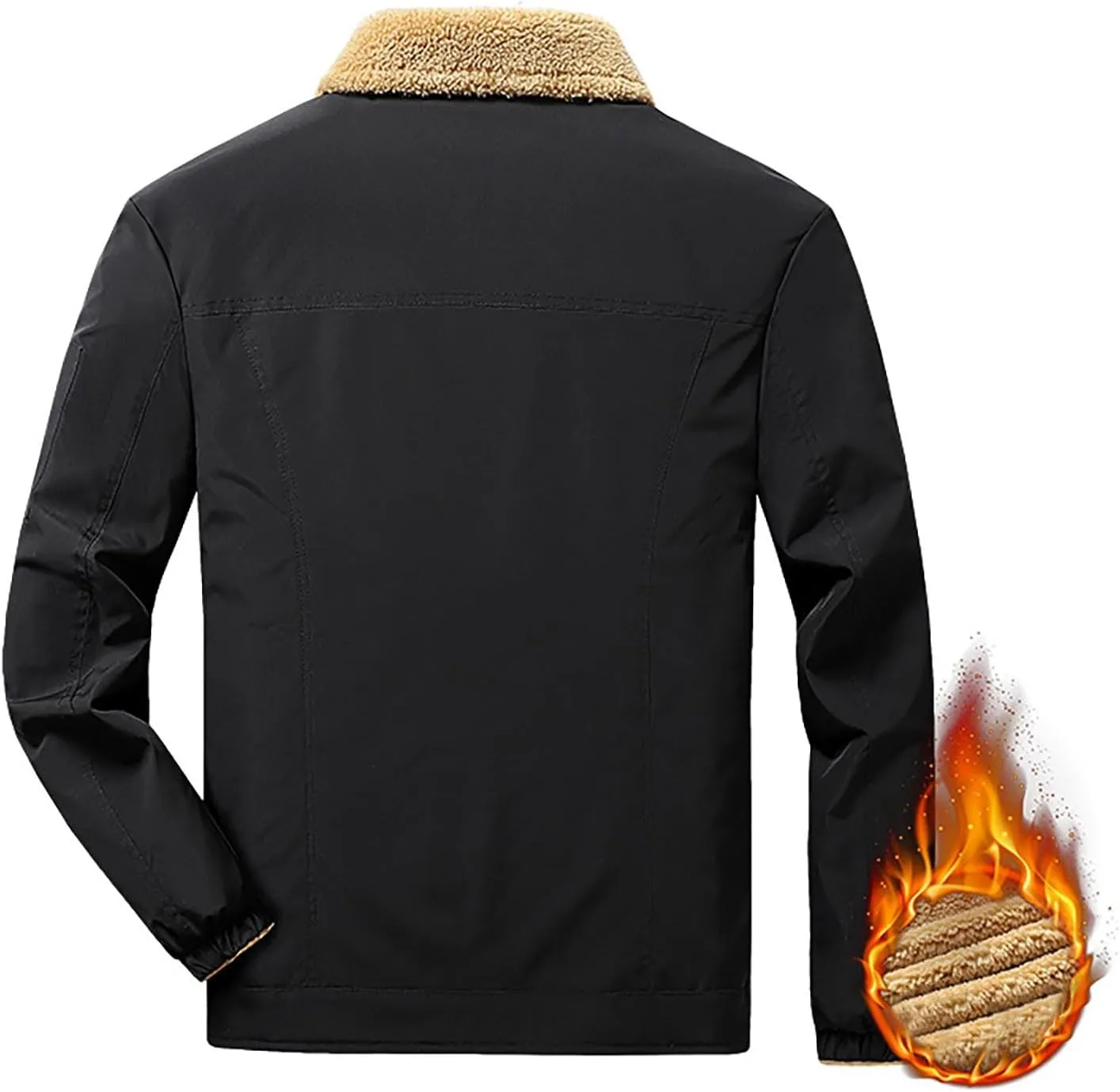 Mens Reversible Fleece Denim Jackets Vintage Trucker Jacket Windproof Waterproof Warm Winter Coats with Pockets