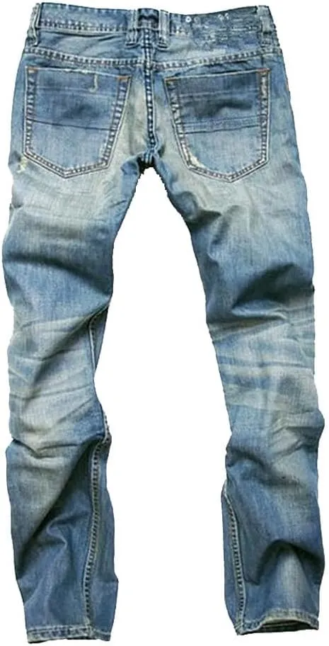 Men's Ripped Slim Straight Fit Moto Jeans Comfy Stretch Skinny Biker Denim Pants Vintage Distressed Jeans