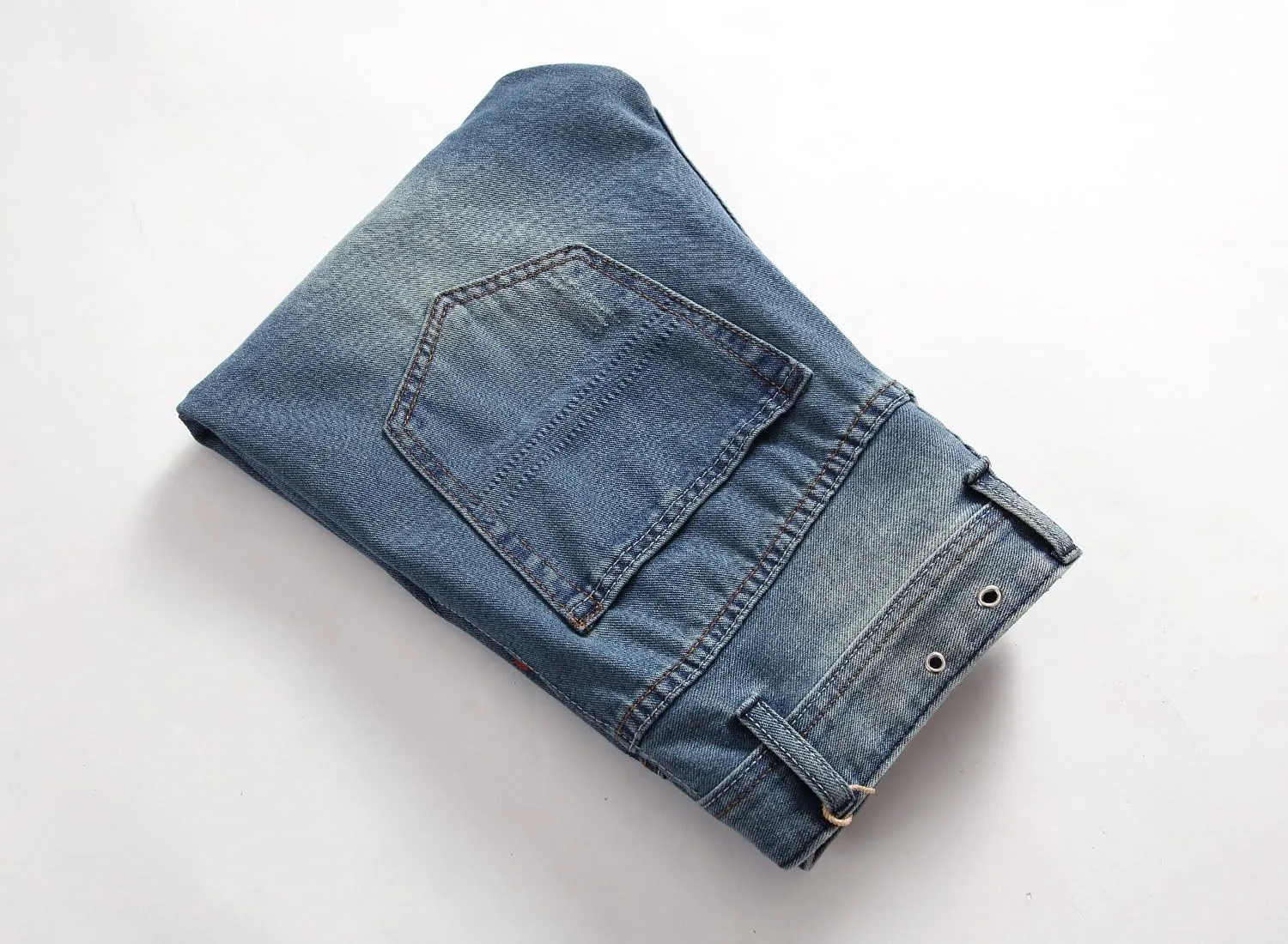 Men's Ripped Slim Straight Fit Moto Jeans Comfy Stretch Skinny Biker Denim Pants Vintage Distressed Jeans