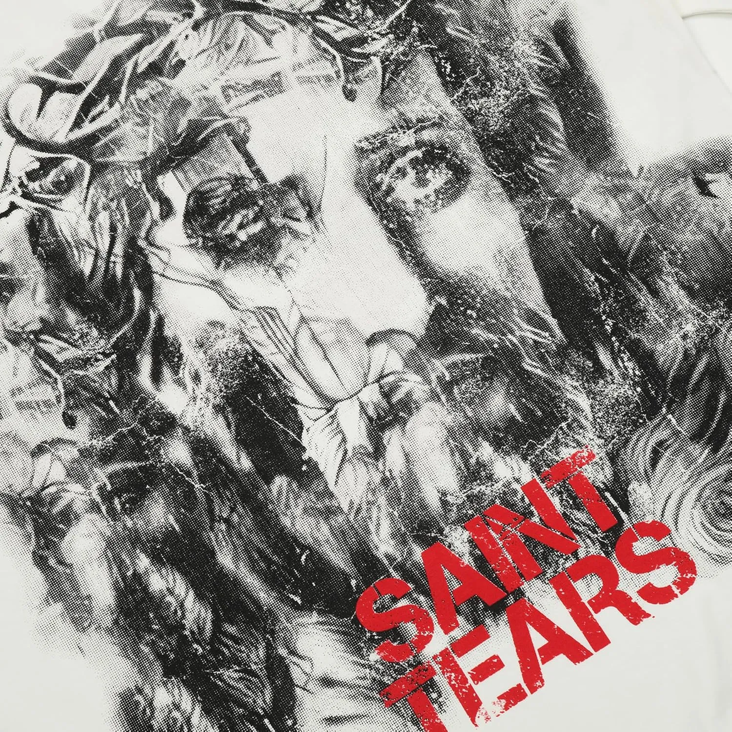 Men's Saint Graphic Print Oversized T-Shirt Casual Crewneck Short Sleeve Tops