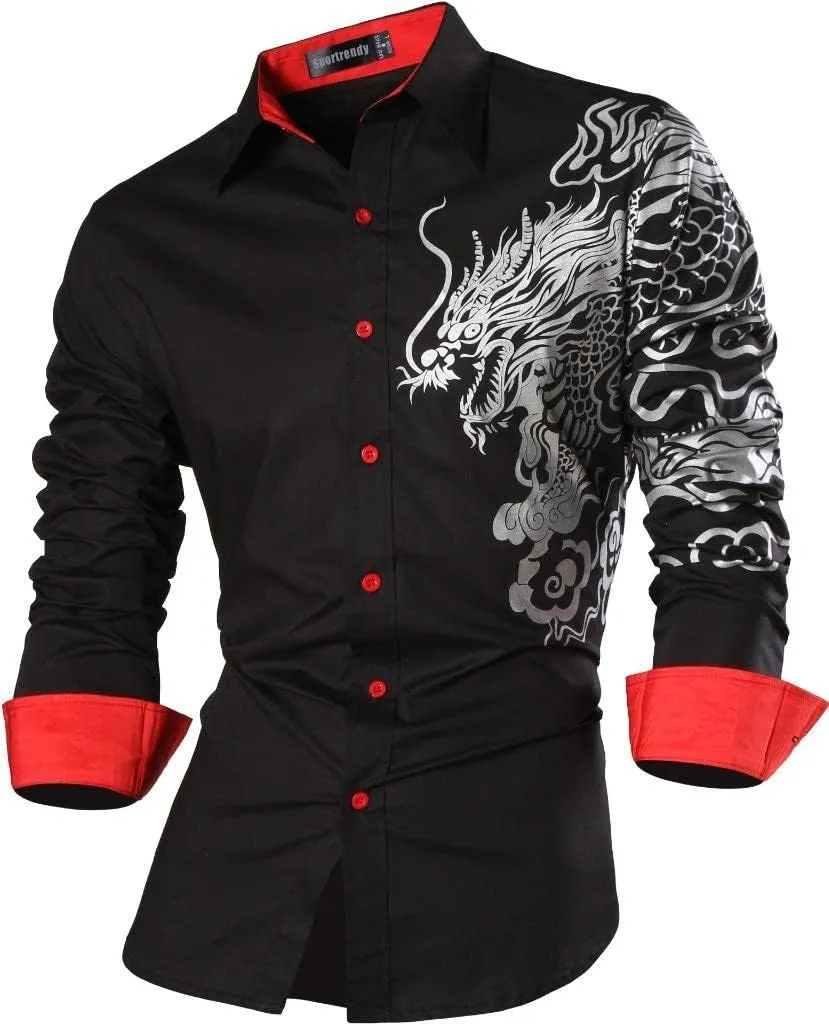 Men's Slim Fit Long Sleeves Casual Button Down Dress Shirts JZS041