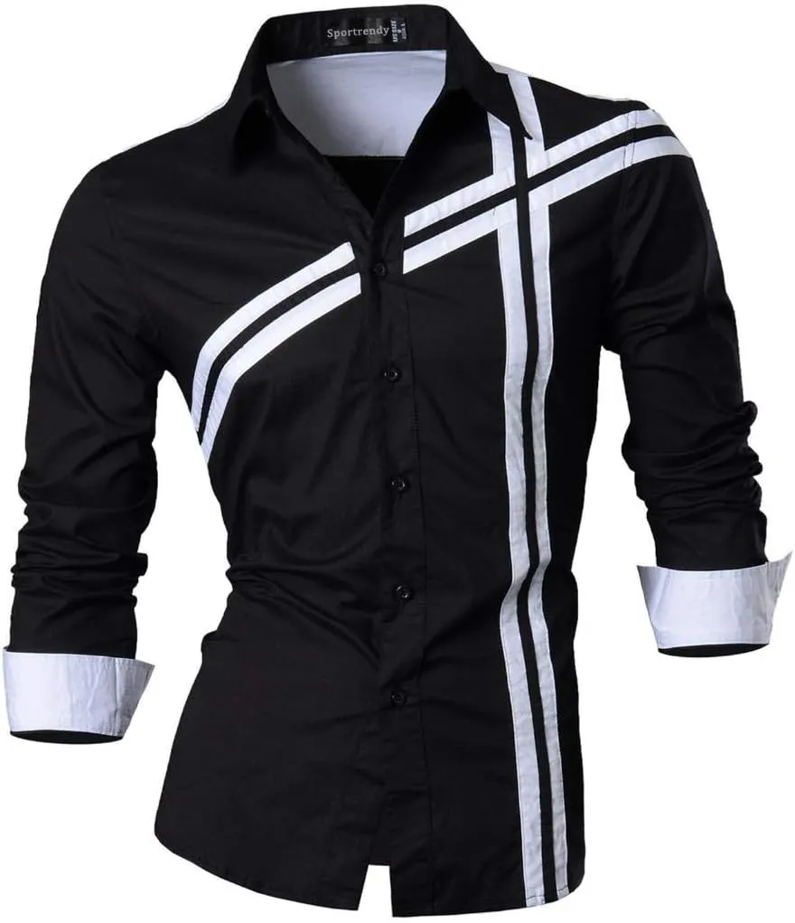 Men's Slim Fit Long Sleeves Casual Button Down Dress Shirts JZS041