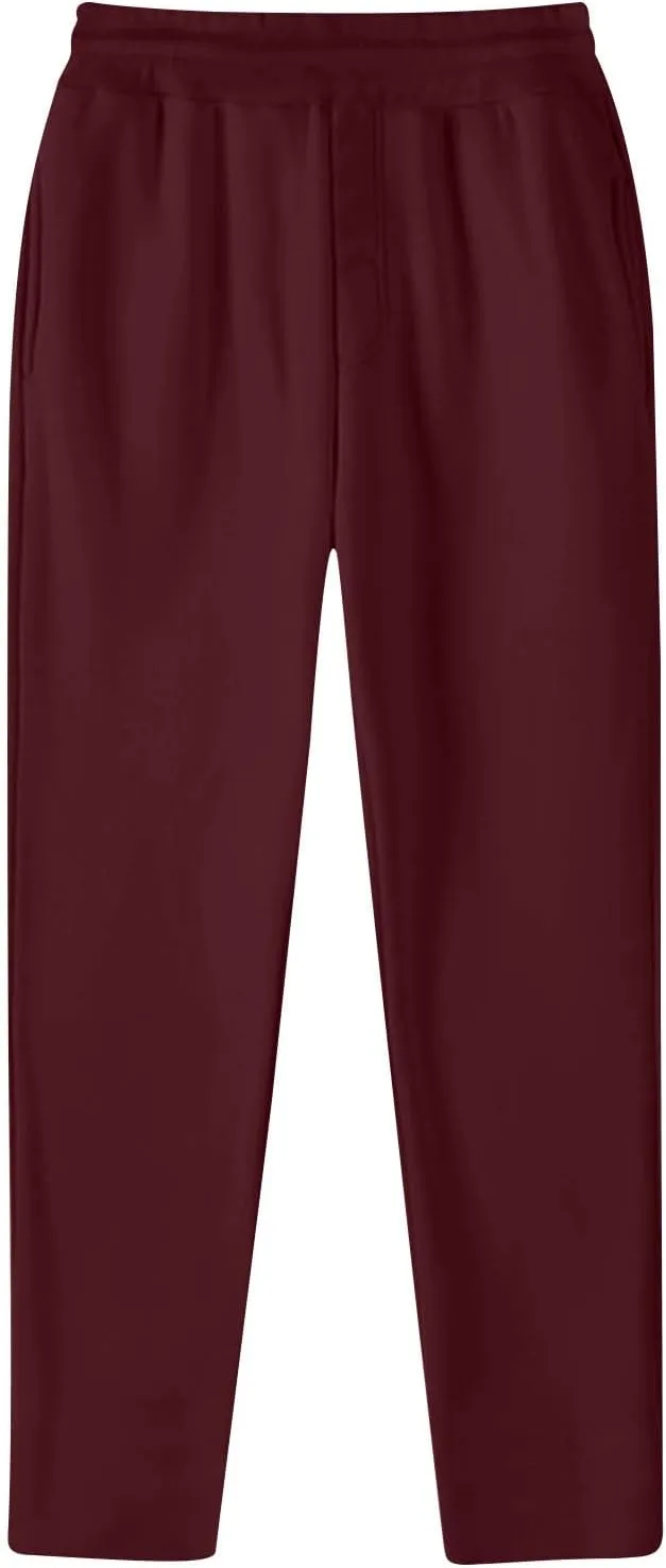 Mens Slim-Fit Stretch Sweatpant Fashion Elastic Waist Solid Color Workout Casual Pant Loose Wide Leg Straight Trouser