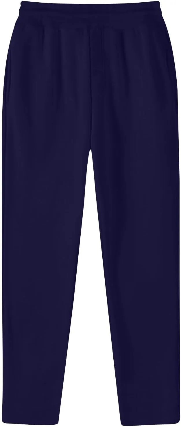 Mens Slim-Fit Stretch Sweatpant Fashion Elastic Waist Solid Color Workout Casual Pant Loose Wide Leg Straight Trouser