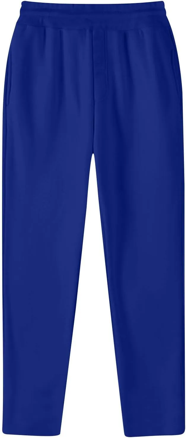 Mens Slim-Fit Stretch Sweatpant Fashion Elastic Waist Solid Color Workout Casual Pant Loose Wide Leg Straight Trouser
