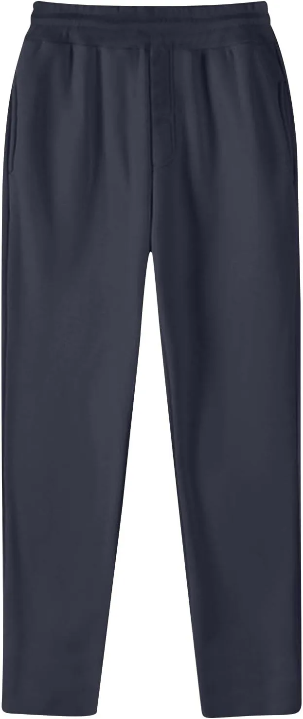 Mens Slim-Fit Stretch Sweatpant Fashion Elastic Waist Solid Color Workout Casual Pant Loose Wide Leg Straight Trouser