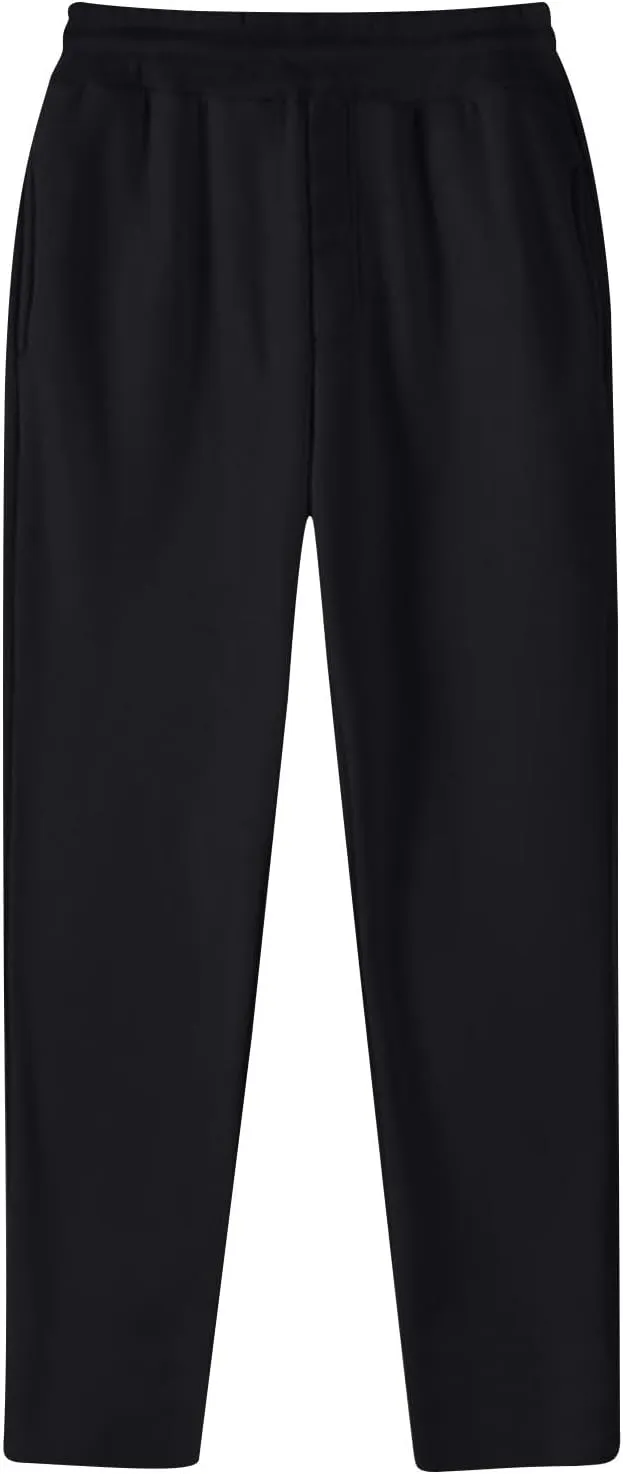 Mens Slim-Fit Stretch Sweatpant Fashion Elastic Waist Solid Color Workout Casual Pant Loose Wide Leg Straight Trouser