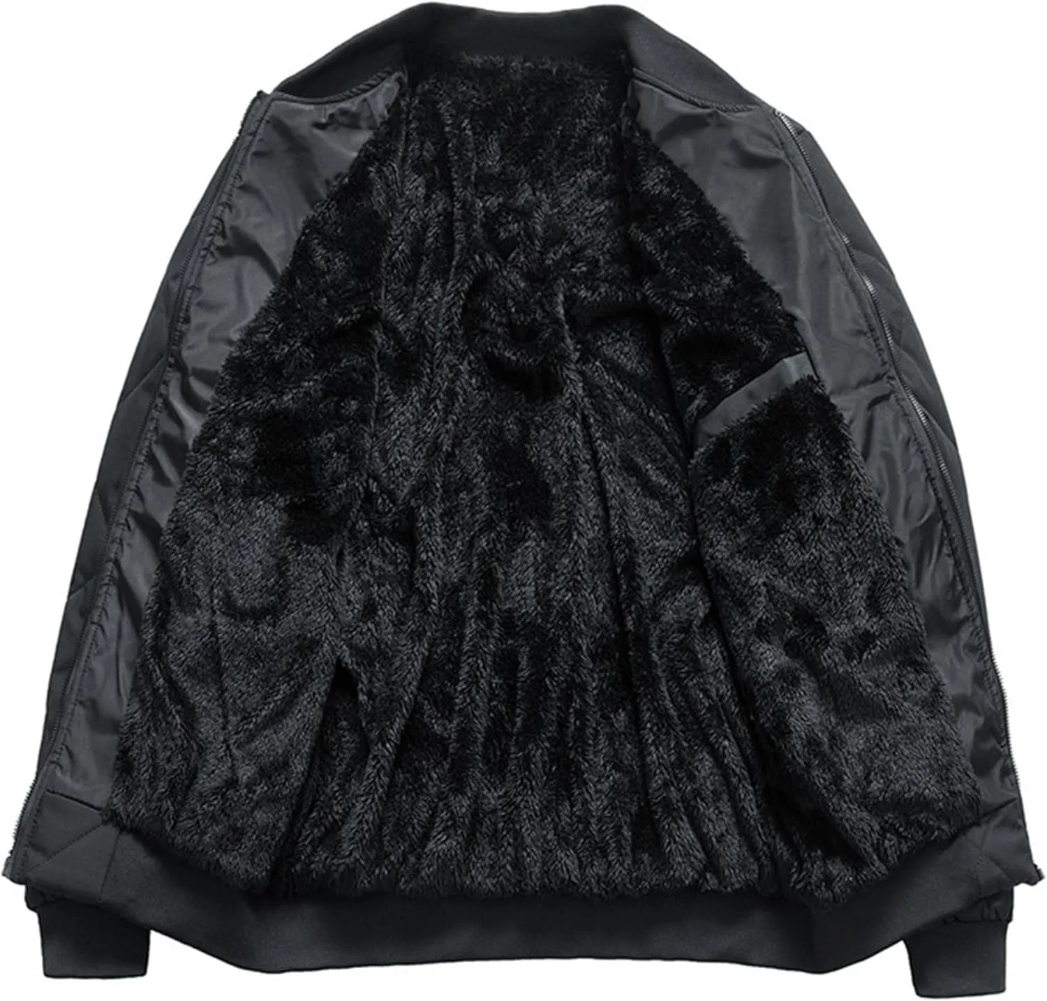 Men's Stand Collar Diamond Jacket Winter Full Zipper Bomber Outwear Fleece Lined Thermal Padded Jackets