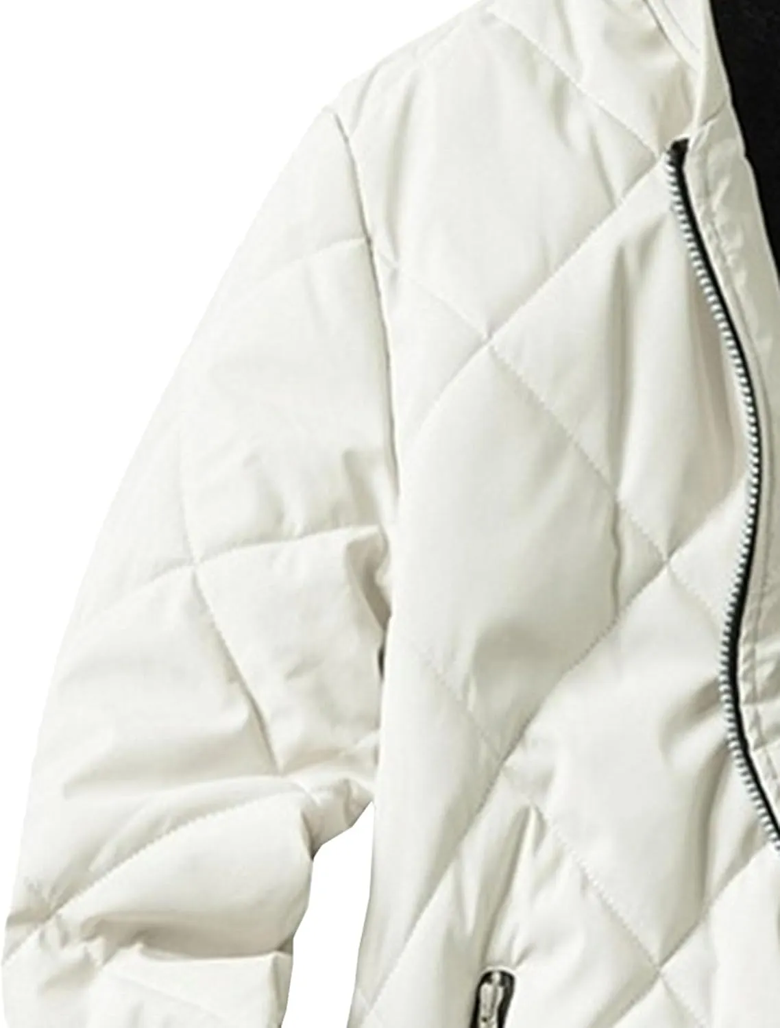 Men's Stand Collar Diamond Jacket Winter Full Zipper Bomber Outwear Fleece Lined Thermal Padded Jackets