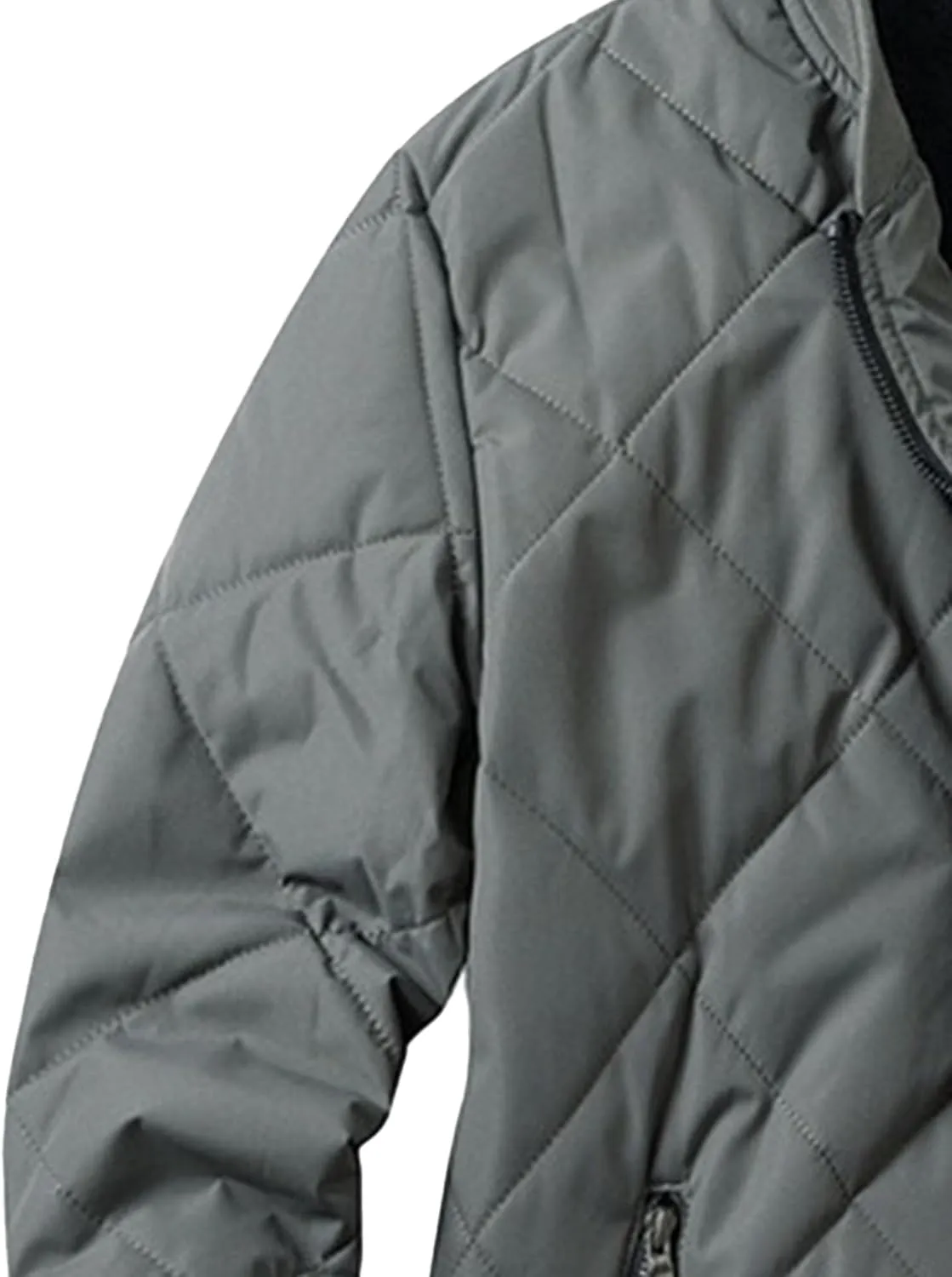 Men's Stand Collar Diamond Jacket Winter Full Zipper Bomber Outwear Fleece Lined Thermal Padded Jackets