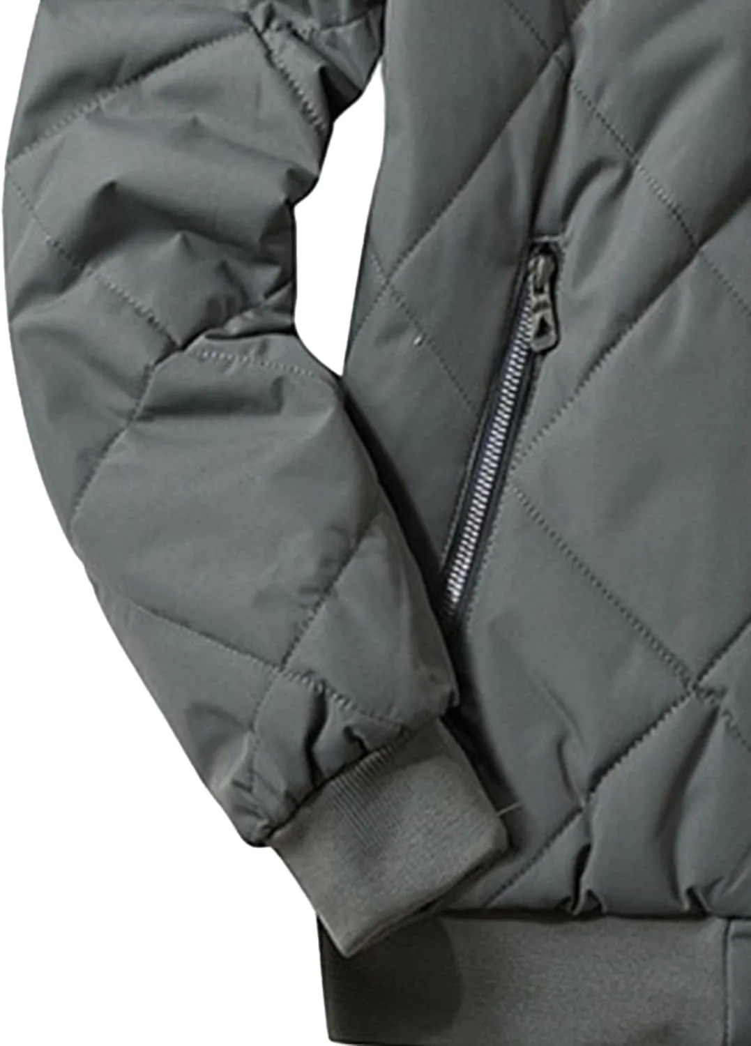 Men's Stand Collar Diamond Jacket Winter Full Zipper Bomber Outwear Fleece Lined Thermal Padded Jackets