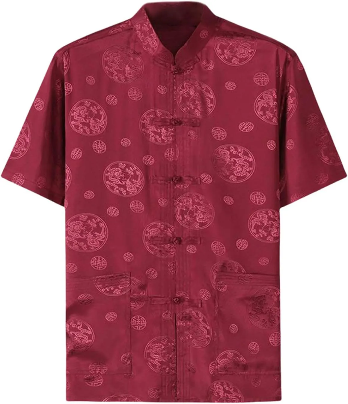 Men's Summer Casual Chinese Style Tang Suit Ice Silk Short Sleeve Top