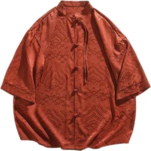 Men's Summer Chinese Style Hanfu Ice Silk Short Sleeve Shirt