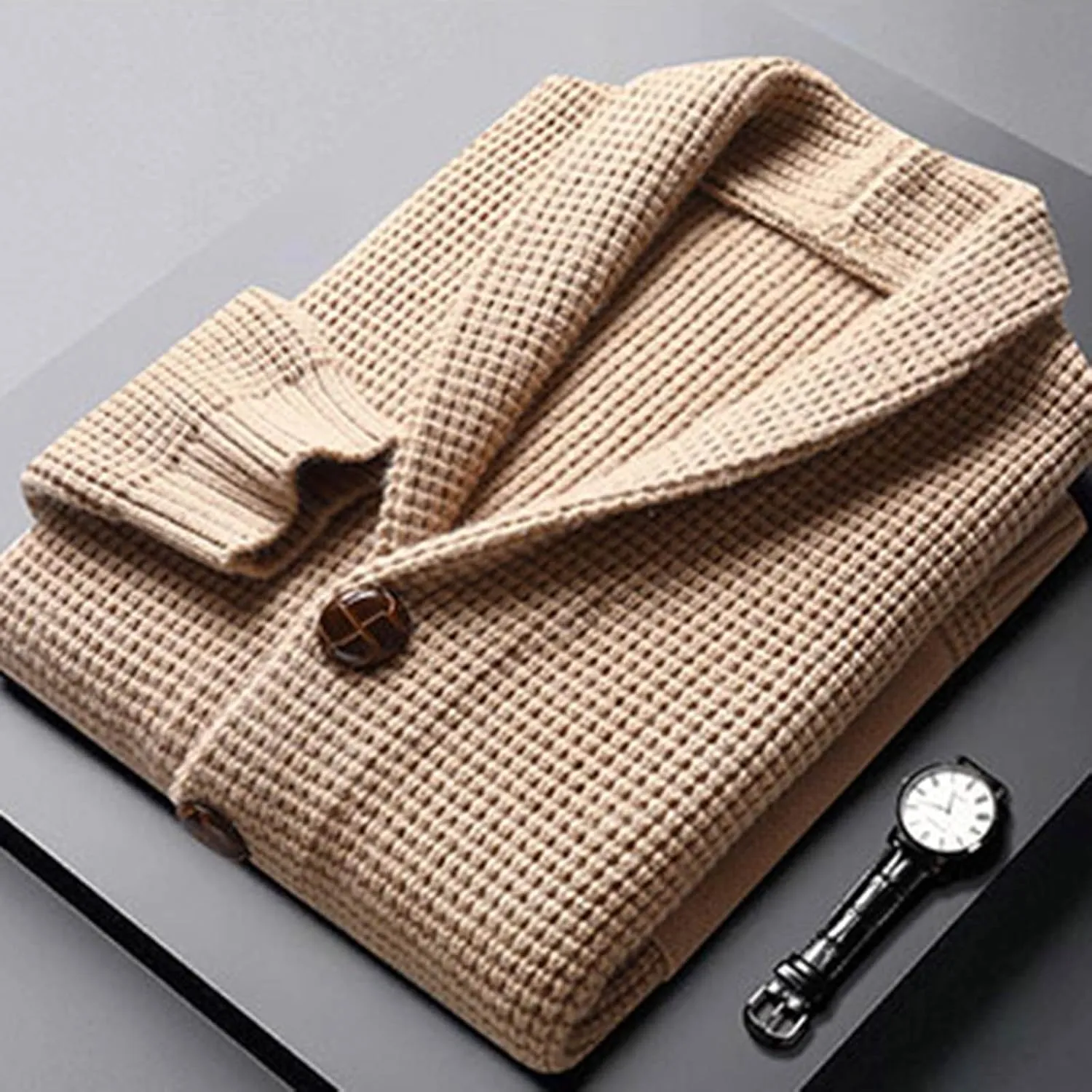 Mens Sweater Mens Shawl Neck Cardigan Sweater Cable Knit Button Down with Pockets Winter Jacket