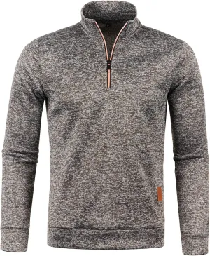 Men's Sweaters 1/4 Zip Cotton Sweatshirts Pullover Polo Sweaters Striped Mock Neck Sweaters