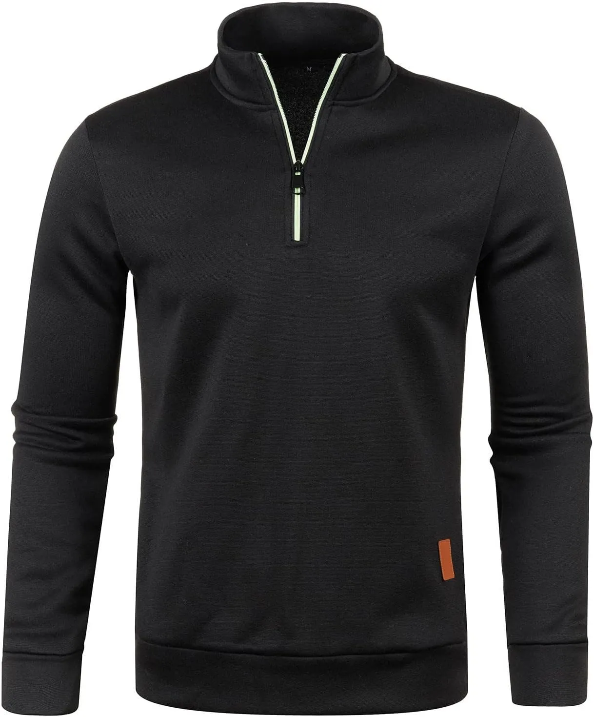 Men's Sweaters 1/4 Zip Cotton Sweatshirts Pullover Polo Sweaters Striped Mock Neck Sweaters