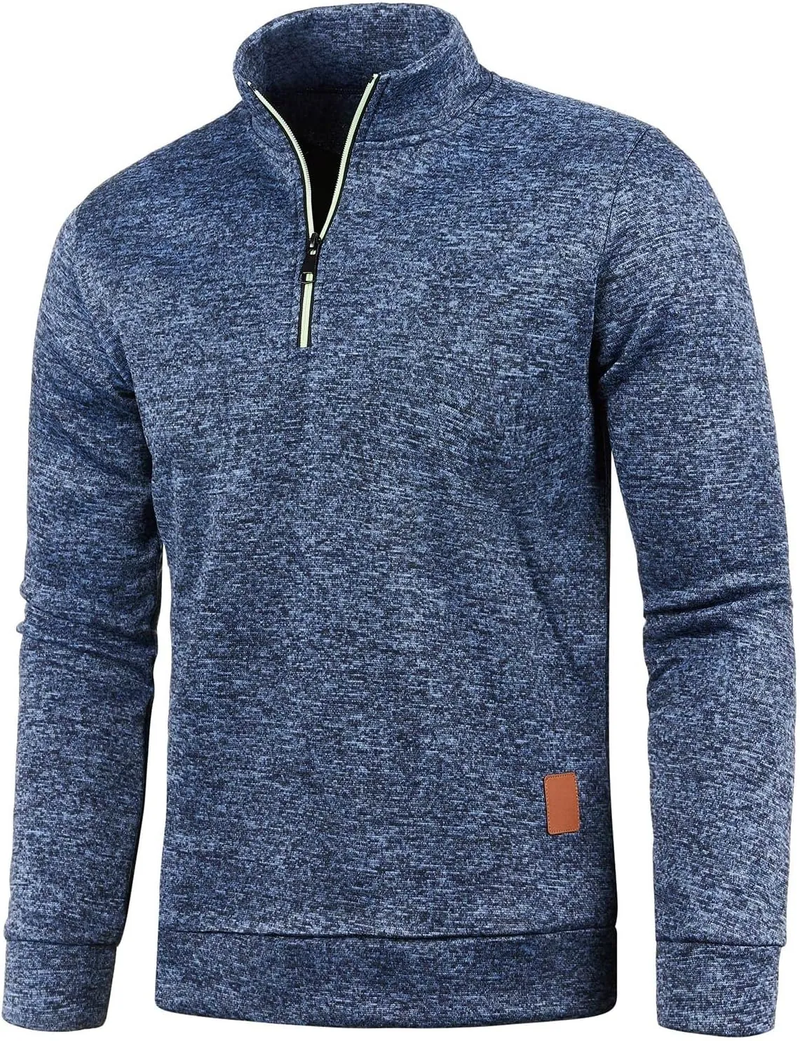 Men's Sweaters 1/4 Zip Cotton Sweatshirts Pullover Polo Sweaters Striped Mock Neck Sweaters