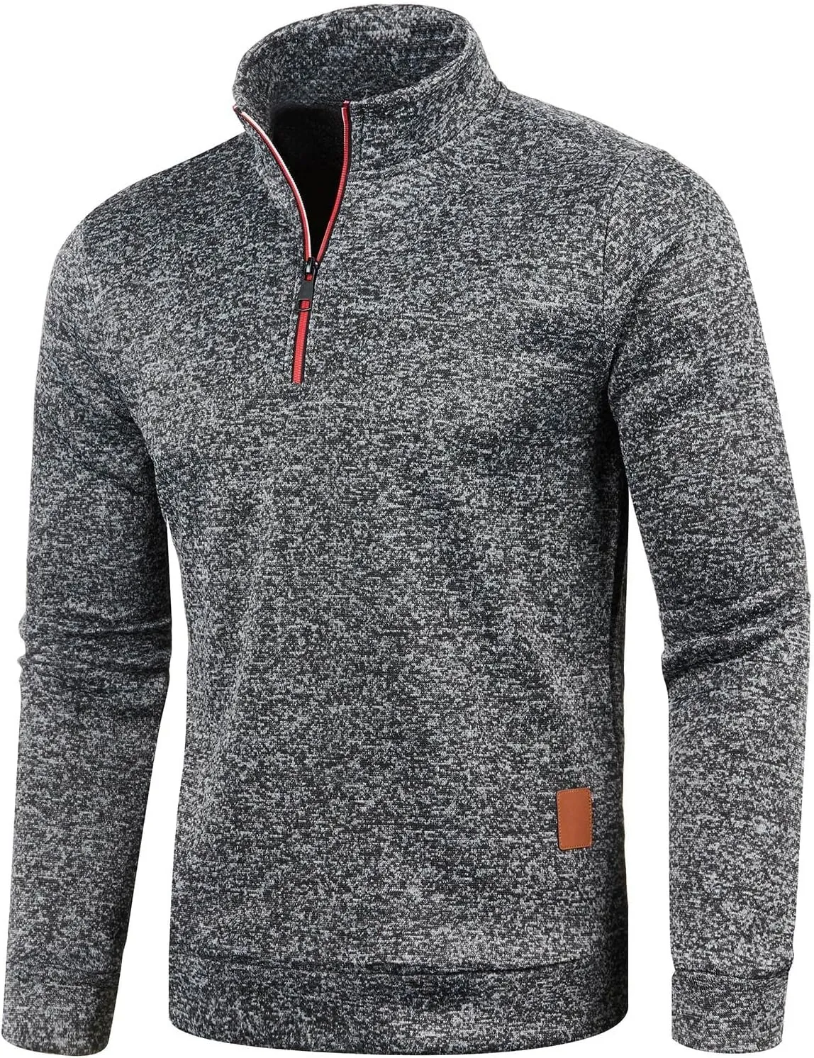 Men's Sweaters 1/4 Zip Cotton Sweatshirts Pullover Polo Sweaters Striped Mock Neck Sweaters