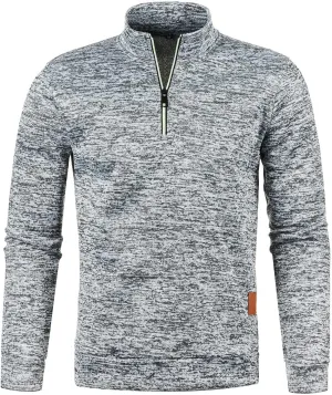 Men's Sweaters 1/4 Zip Cotton Sweatshirts Pullover Polo Sweaters Striped Mock Neck Sweaters