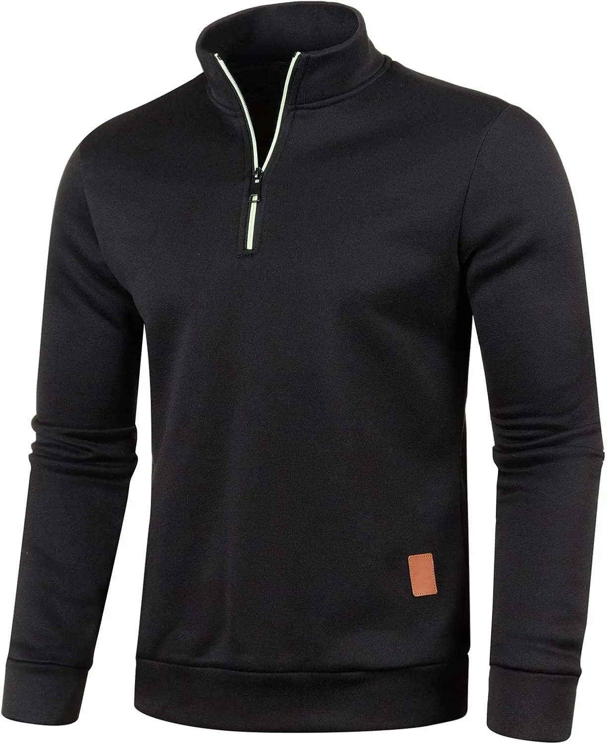 Men's Sweaters 1/4 Zip Cotton Sweatshirts Pullover Polo Sweaters Striped Mock Neck Sweaters