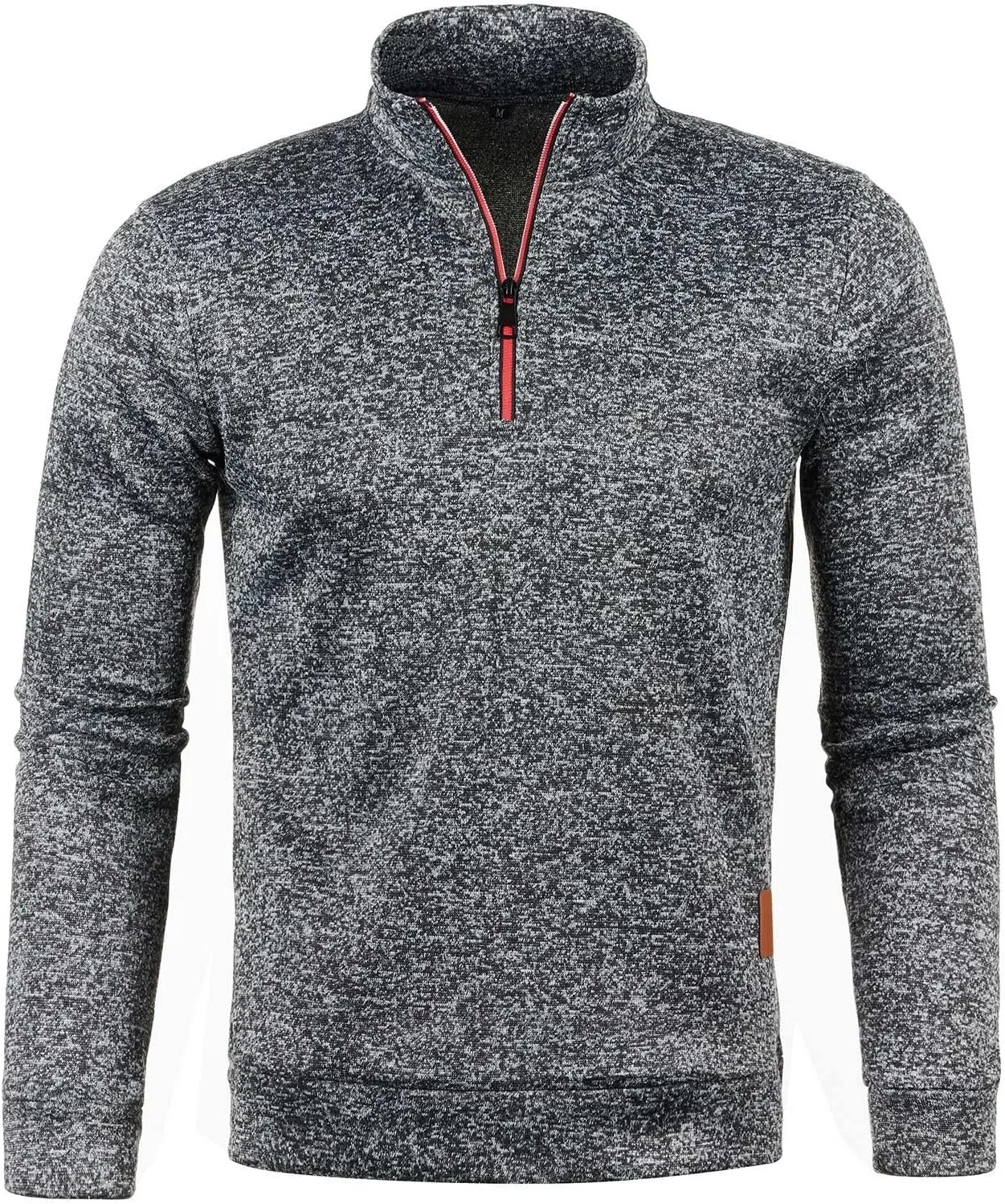 Men's Sweaters 1/4 Zip Cotton Sweatshirts Pullover Polo Sweaters Striped Mock Neck Sweaters