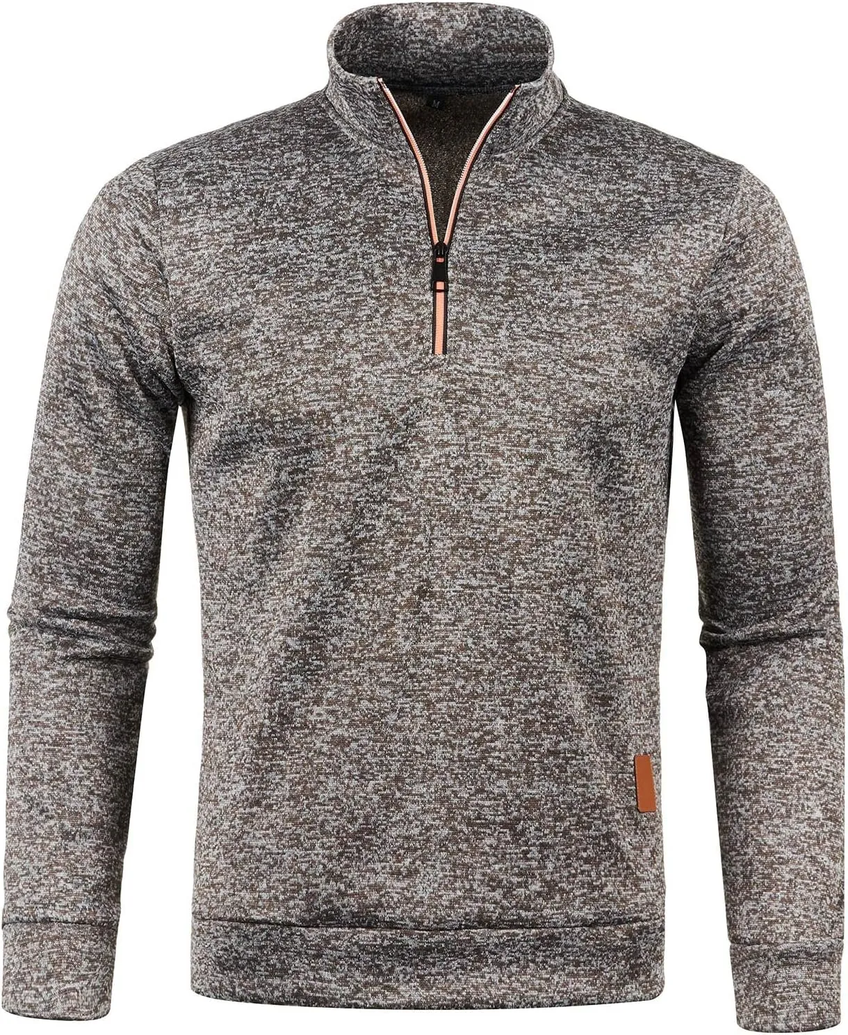 Men's Sweaters 1/4 Zip Cotton Sweatshirts Pullover Polo Sweaters Striped Mock Neck Sweaters