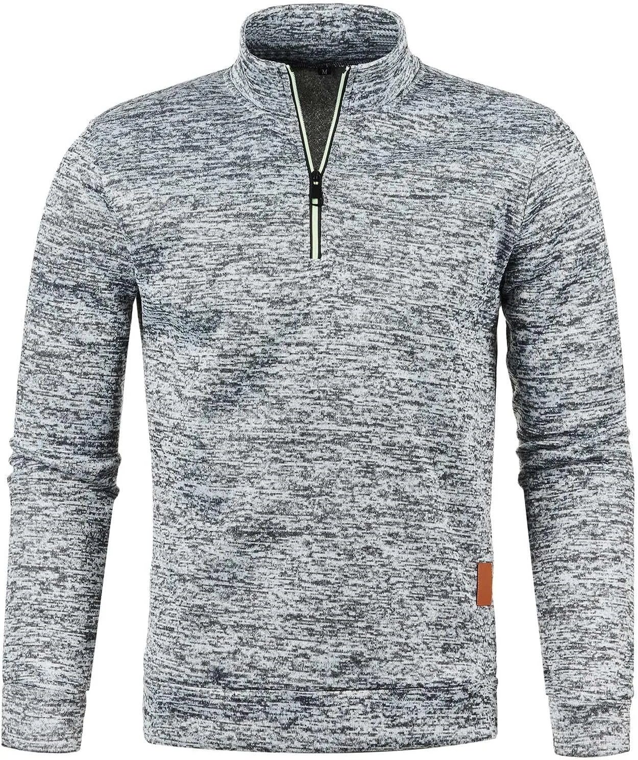 Men's Sweaters 1/4 Zip Cotton Sweatshirts Pullover Polo Sweaters Striped Mock Neck Sweaters
