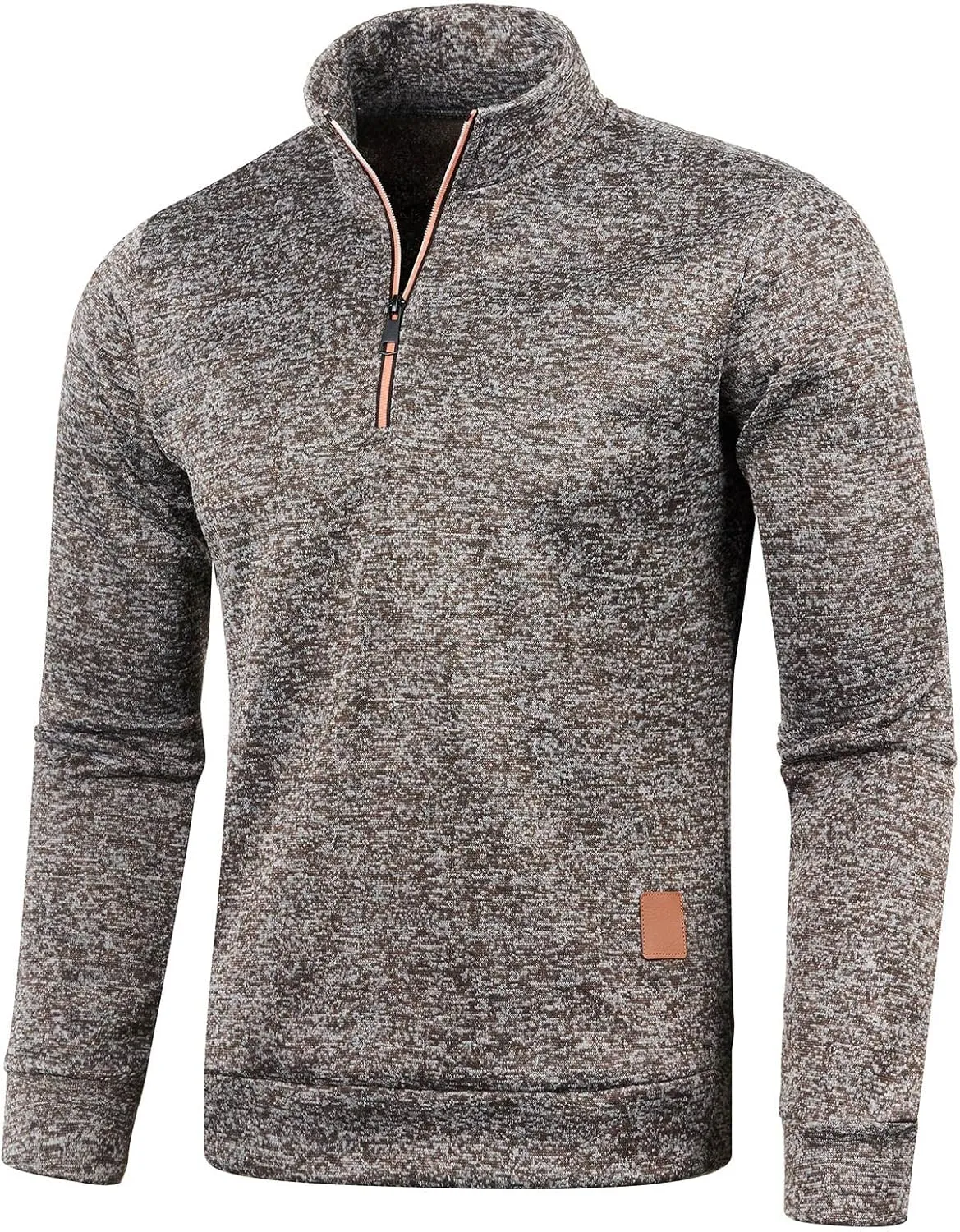 Men's Sweaters 1/4 Zip Cotton Sweatshirts Pullover Polo Sweaters Striped Mock Neck Sweaters