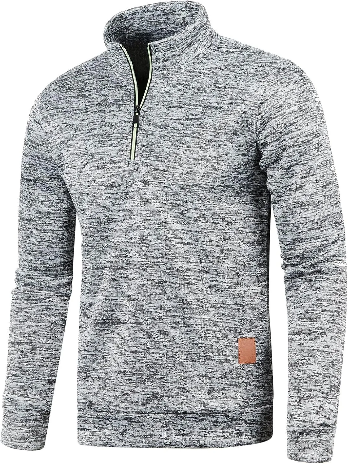 Men's Sweaters 1/4 Zip Cotton Sweatshirts Pullover Polo Sweaters Striped Mock Neck Sweaters