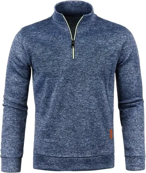 Men's Sweaters 1/4 Zip Cotton Sweatshirts Pullover Polo Sweaters Striped Mock Neck Sweaters