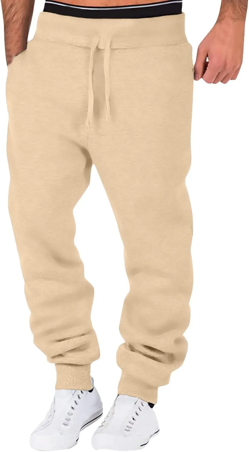 Mens Sweatpants with Pockets Big & Tall Sizes Men's Fleece Cargo Sweatpants Drawstring Loose Fit Sweatpants for Men