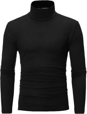 Mens T Shirts Casual Stylish Loose Fit Long Sleeve Turtleneck Warm Sweater Soft Comfy Stretch Pullover Sweater