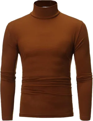Mens T Shirts Casual Stylish Loose Fit Long Sleeve Turtleneck Warm Sweater Soft Comfy Stretch Pullover Sweater