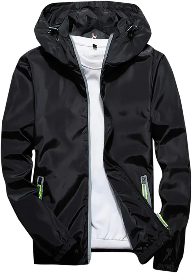 Men's Tactical Jackets Rain Jacket Windbreaker Lightweight Shell Raincoat With Hood Golf Hiking Travel, M-7XL