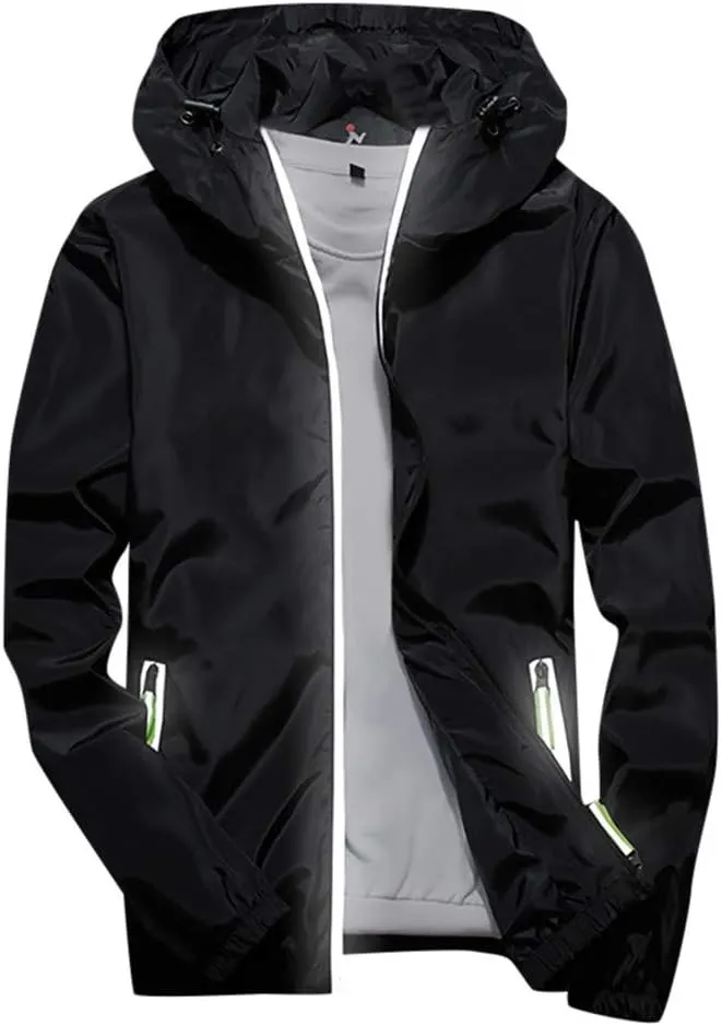 Men's Tactical Jackets Rain Jacket Windbreaker Lightweight Shell Raincoat With Hood Golf Hiking Travel, M-7XL