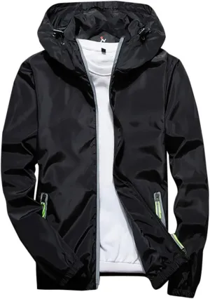 Men's Tactical Jackets Rain Jacket Windbreaker Lightweight Shell Raincoat With Hood Golf Hiking Travel, M-7XL