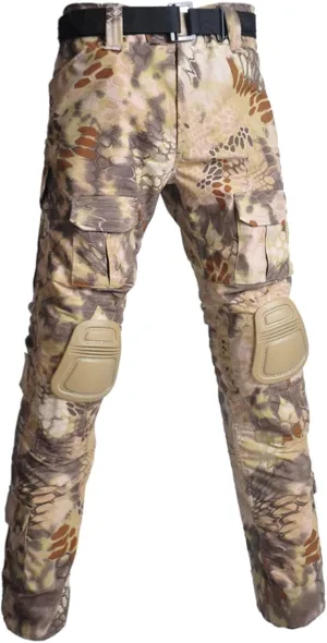 Men's Tactical Pants with Knee Pads Military Trousers Outdoor Hiking Pants Rip-Stop Camo Pants Water Resistant Pants