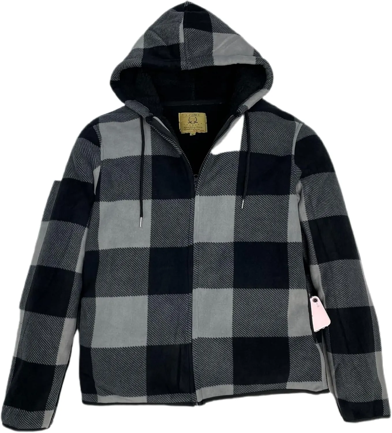Men's Thicken Sherpa Lined Checkered Flannel Hoodie Shirt Jacket