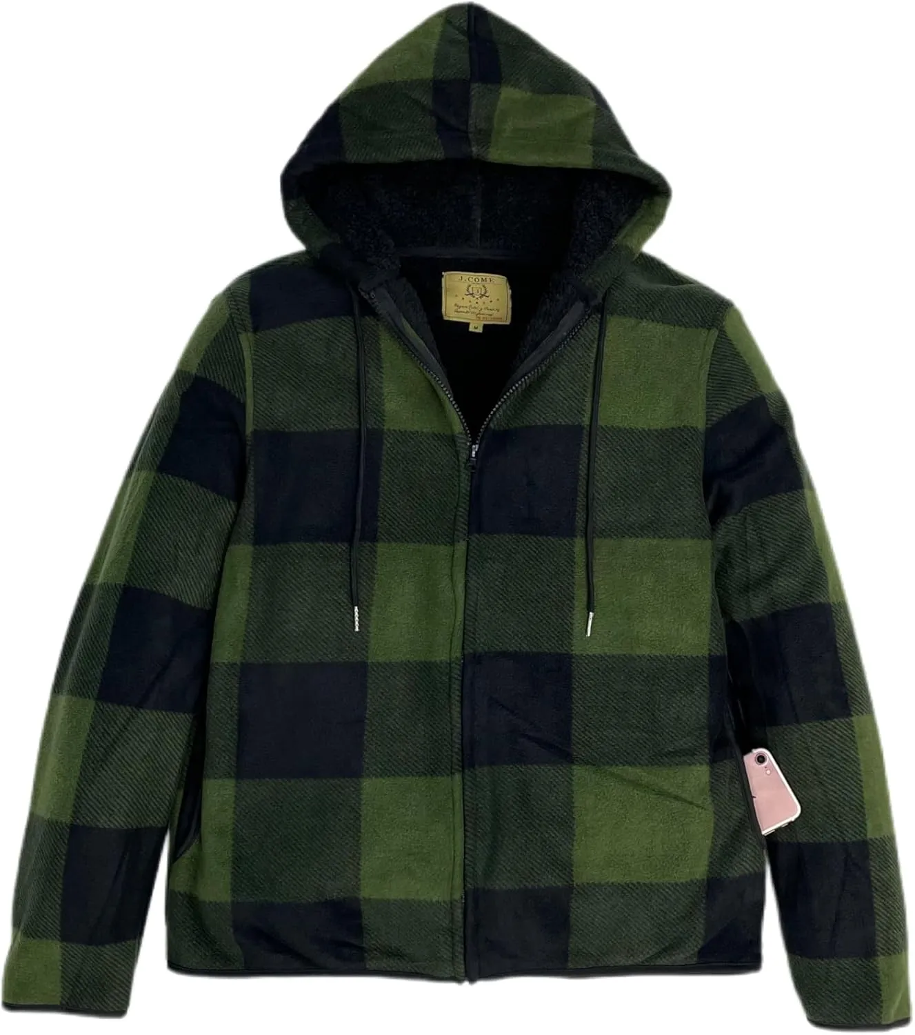 Men's Thicken Sherpa Lined Checkered Flannel Hoodie Shirt Jacket