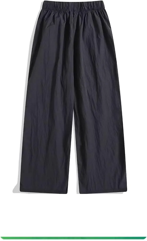 Men's Trouser Summer Elastic Waist Drawstring Wide-Leg Loose Casual Long Pants for Men
