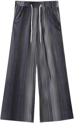 Men's Trouser Summer Elastic Waist Thin Casual Straight American-Style Retro Wide-Leg Long Pants for Men