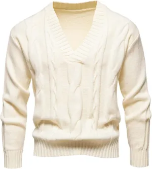 Mens V Neck Pullover Sweater Casual Knit Pullover Fall Winter Sweaters Lightweight Long Sleeve Sweater