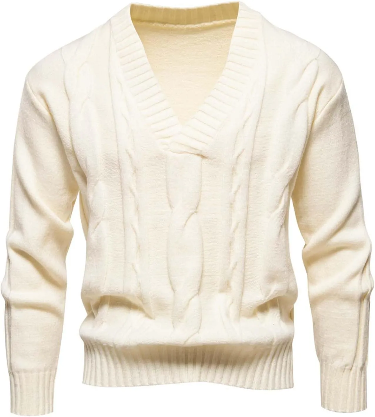 Mens V Neck Pullover Sweater Casual Knit Pullover Fall Winter Sweaters Lightweight Long Sleeve Sweater