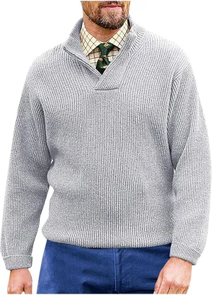 Men's V Neck Sweaters Slim Fit Long Sleeve Casual Comfy Pullover Sweater Knit Textured Mock Neck Thermal Sweaters
