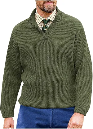 Men's V Neck Sweaters Slim Fit Long Sleeve Casual Comfy Pullover Sweater Knit Textured Mock Neck Thermal Sweaters