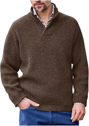 Men's V Neck Sweaters Slim Fit Long Sleeve Casual Comfy Pullover Sweater Knit Textured Mock Neck Thermal Sweaters