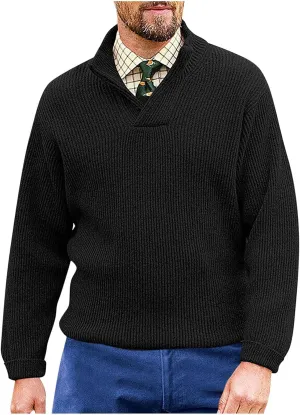 Men's V Neck Sweaters Slim Fit Long Sleeve Casual Comfy Pullover Sweater Knit Textured Mock Neck Thermal Sweaters